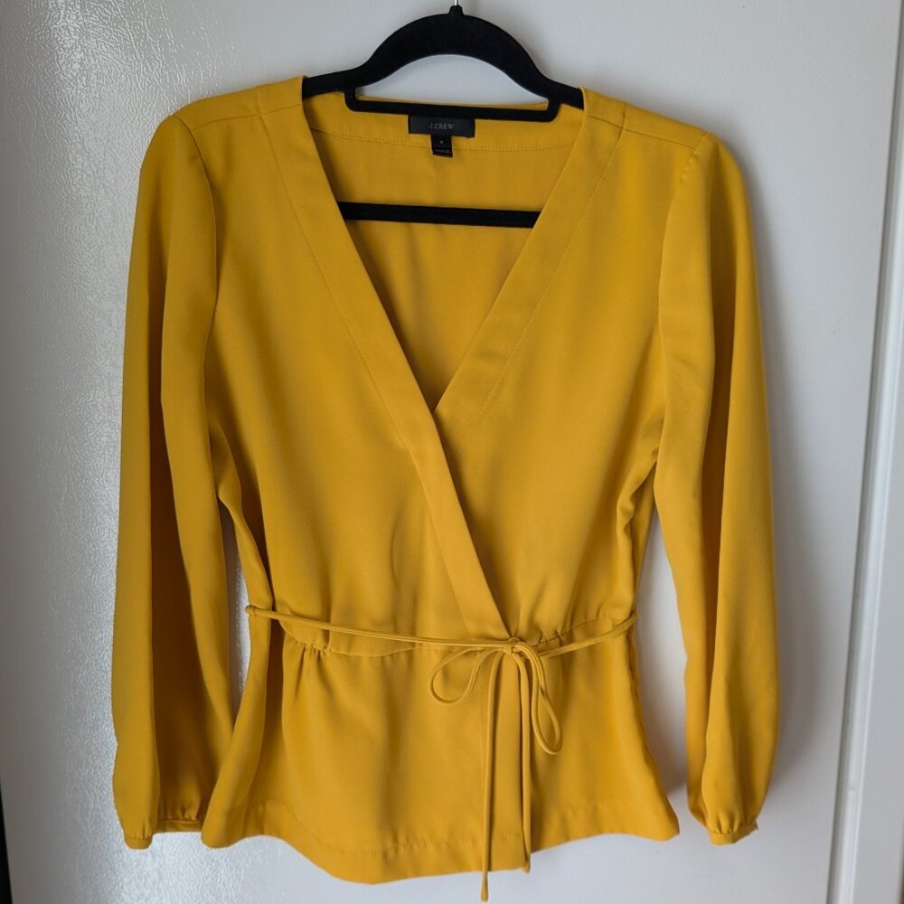 J. Crew Yellow Faux Wrap Dress Blouse | Size 8 | Style H2847